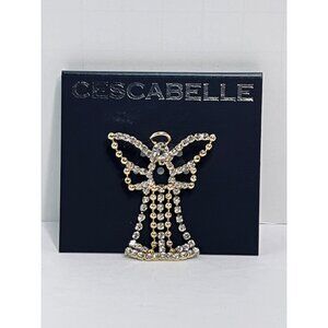 Cescabelle Gold Tone And Clear Rhinestone Angel w/Articulating Dress Pin (6193)